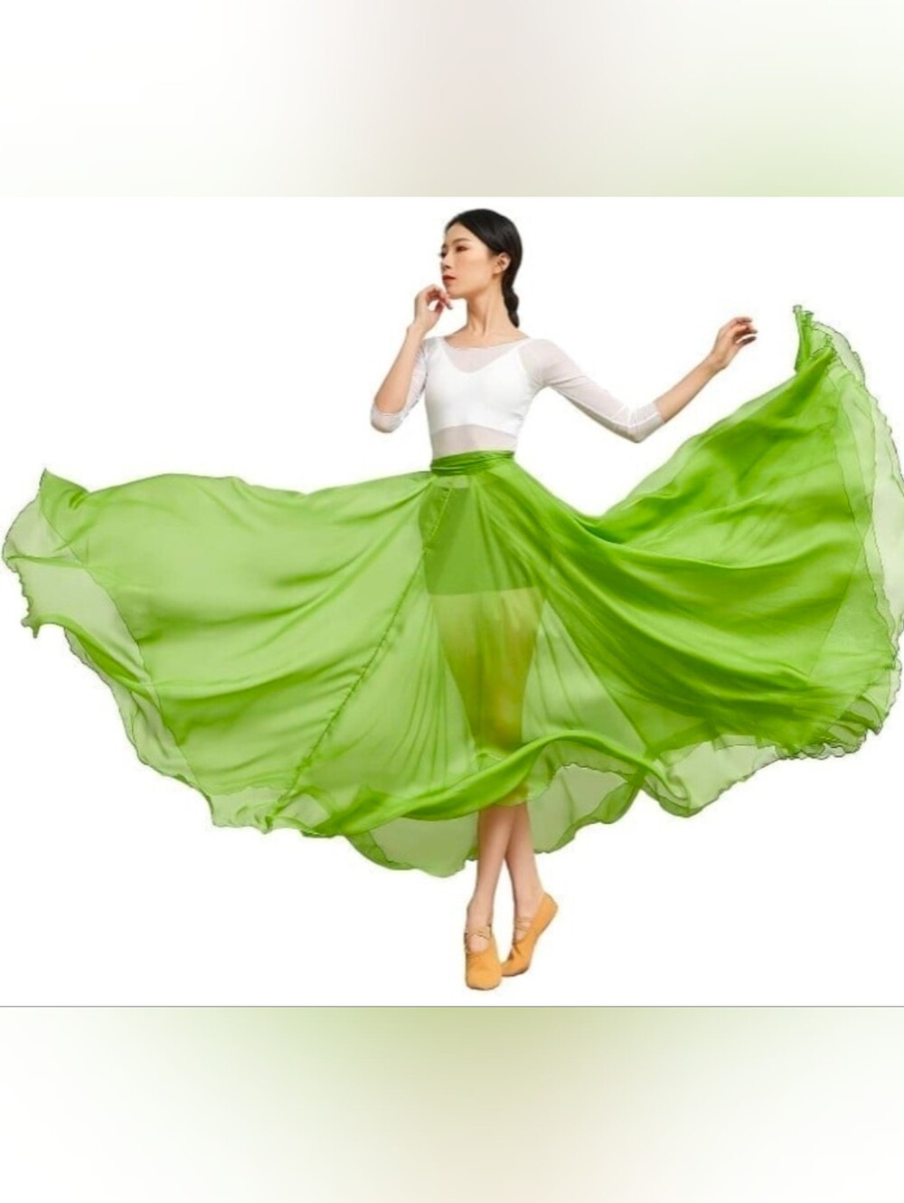 NWT-PAOTIT Women's Lyrical Dance Skirt Long Sheer Swing Wrap Skirt Modern Ballet